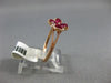 ESTATE .25CT DIAMOND & AAA RUBY 14KT ROSE GOLD 3D MILGRAIN CLOVER FLOWER RING