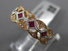 ESTATE .14CT DIAMOND & AAA RUBY 18KT WHITE & ROSE GOLD FILIGREE ANNIVERSARY RING