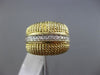 ESTATE WIDE .25CT ROUND DIAMOND 14KT WHITE & YELLOW GOLD 3D MULTI ROW BEAD RING