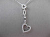 ESTATE .22CT DIAMOND 14KT WHITE GOLD DOUBLE HEART FLOATING HANGING PENDANT CHAIN