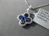 ESTATE .88CT DIAMOND & AAA SAPPHIRE 18K WHITE GOLD 3D CLOVER FLOWER LOVE PENDANT