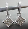 ESTATE LARGE 2.15CT ROUND & PRINCESS DIAMOND 14K WHITE GOLD HUGGIE DROP EARRINGS