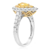 ESTATE 1.71CT WHITE & FANCY YELLOW DIAMOND 18KT 2 STONE GOLD 3D ENGAGEMENT RING