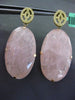 ESTATE LARGE .50CT TOPAZ & AVENTURINE 18KT YELLOW & ROSE GOLD HANGING EARRINGS