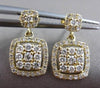 ESTATE .62CT ROUND DIAMOND 14K YELLOW GOLD SQUARE HALO FLOATING HANGING EARRINGS