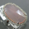 ESTATE LARGE .14CT DIAMOND & AAA EXTRA FACET PINK QUARTZ 14K WHITE GOLD FUN RING