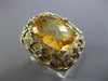 ESTATE LARGE 7.95CT DIAMOND & AAA CITRINE 14K WHITE & YELLOW GOLD FILIGREE RING