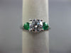 ESTATE 1.35CT DIAMOND & AAA EMERALD 14KT WHITE GOLD THREE STONE ENGAGEMENT RING