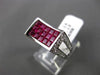 ESTATE LARGE 2.35CT DIAMOND & AAA RUBY 18KT WHITE GOLD 3D INVISIBLE MENS RING