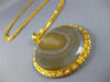 ANTIQUE EXTRA LARGE & LONG AAA BRAZILIAN AGATE 22KT YELLOW GOLD NECKLACE #26528