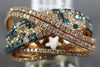 LARGE 1.37CT WHITE & BLUE DIAMOND 14KT ROSE GOLD MULTI ROW ANNIVERSARY LOVE RING