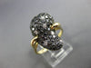 ESTATE LARGE 1.11CT WHITE & BLACK DIAMOND 14KT YELLOW GOLD PEAR SHAPED FUN RING