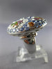 ESTATE EXTRA LARGE 5.90CT DIAMOND & MULTI COLOR SAPPHIRE 14KT WHITE GOLD 3D RING