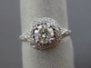 ESTATE 1.14CT DIAMOND 14KT WHITE GOLD DOUBLE HALO CLASSIC ROUND ENGAGEMENT RING