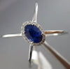 ESTATE LARGE .78CT DIAMOND & AAA SAPPHIRE 14KT WHITE GOLD HALO CRISS CROSS RING