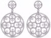 ESTATE LARGE 2.60CT DIAMOND 14K WHITE GOLD FLOWER OPEN FILIGREE HANGING EARRINGS