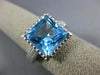 ESTATE LARGE 8.0CT AAA BLUE TOPAZ 14KT WHITE GOLD SOLITAIRE FILIGREE RING #26572