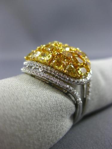 ESTATE 18KT WHITE AND YELLOW GOLD ANNIVERSARY RING. 3D DOUBLE HALO DESIGN