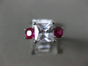 ESTATE 2.49CT DIAMOND & AAA RUBY 14KT WHITE GOLD 3D THREE STONE ENGAGEMENT RING