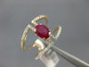 ESTATE LARGE 1.25CT ROUND DIAMOND & AAA OVAL CUT RUBY 14KT ROSE GOLD 3D FUN RING