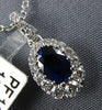 ESTATE .73CT DIAMOND & AAA SAPPHIRE 18K WHITE GOLD 3D CLASSIC OVAL HALO PENDANT
