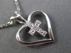 ESTATE DIAMOND 14KT WHITE GOLD 3D CLASSIC OPEN HEART LOVE CROSS FLOATING PENDANT