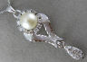 ANTIQUE .50CT OLD MINE DIAMOND AAA SOUTH SEA PEARL 14K WHITE GOLD PENDANT #21893
