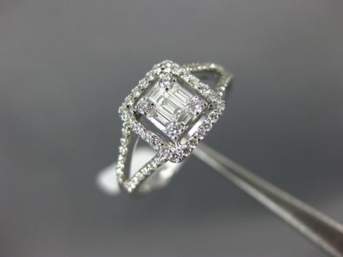 .43CT DIAMOND 18K WHITE GOLD 3D ROUND & BAGUETTE CLUSTER SQUARE ANNIVERSARY RING