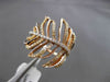 ESTATE WIDE .67CT FANCY YELLOW & WHITE DIAMOND 18KT ROSE GOLD 3D LEAF RING CUTE!