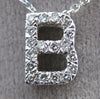 ESTATE .20CT DIAMOND 14KT WHITE GOLD 3D " B " INITIAL FLOATING PENDANT #19406