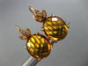 ANTIQUE LARGE 15.15CT DIAMOND & AAA CITRINE 14KT YELLOW GOLD 3D HANGING EARRINGS