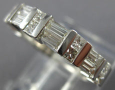 ESTATE  .90CT EMERALD & PRINCESS DIAMOND 14K WHITE GOLD ANNIVERSARY RING #15020
