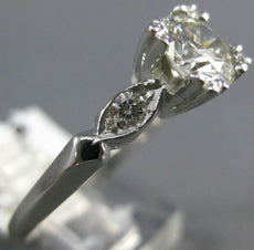 ANTIQUE GIA CERTIFIED .94CT DIAMOND PLATINUM 3D FISHTAIL ENGAGEMENT RING #23268