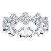 ESTATE .74CT DIAMOND 18KT WHITE GOLD 3D FLOWER 4 LEAF CLOVER STACKABLE FUN RING