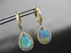 LARGE 4.56CT DIAMOND & AAA AUSTRALIAN OPAL 14KT YELLOW GOLD 3D HANGING EARRINGS