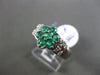 ESTATE WIDE .90CT DIAMOND & AAA COLOMBIAN EMERALD PLATINUM 3D FLOWER RING