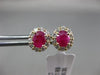 ESTATE 1.25CT DIAMOND & AAA RUBY 14KT YELLOW GOLD 3D OVAL FLOWER STUD EARRINGS