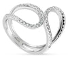 ESTATE LARGE .50CT DIAMOND 18KT WHITE GOLD 3D TEAR DROP CRISS CROSS LOVE RING