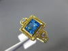 ESTATE WIDE 1.23CT DIAMOND & AAA BLUE TOPAZ 14KT YELLOW GOLD 3D 3 STONE FUN RING