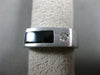 ESTATE WIDE .10CT DIAMOND & AAA ONYX 14KT WHITE GOLD 3D SOLITAIRE ETOILE RING