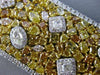 ESTATE MASSIVE GIA 68.34CT WHITE FANCY INTENSE YELLOW DIAMOND 18K GOLD BRACELET