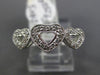 ESTATE .20CT ROUND DIAMOND 14KT WHITE GOLD 3D MILGRAIN THREE HEART LOVE RING