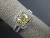 ESTATE LARGE 2.08CT WHITE & FANCY YELLOW DIAMOND 18K 2 TONE GOLD ENGAGEMENT RING