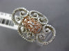 ESTATE WIDE .64CT DIAMOND 14K WHITE & ROSE GOLD 3D OPEN FILIGREE HEART LOVE RING