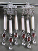 LARGE 1.60CT DIAMOND & GARNET & MOTHER OF PEARL 14KT WHITE GOLD HANGING EARRINGS