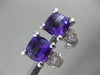 ESTATE LARGE 7.03CT DIAMOND & AMETHYST 14KT WHITE GOLD 3D HEART CLIP ON EARRINGS