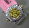 ESTATE WIDE .58CT WHITE & YELLOW DIAMOND 18KT TWO TONE GOLD CIRCULAR HEART RING