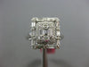 WIDE .88CT ROUND & ASSCHER BAGUETTE DIAMOND 18KT WHITE GOLD HALO ENGAGEMENT RING