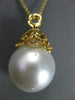 ESTATE MASSIVE .10CT DIAMOND 18K YELLOW GOLD SOUTH SEA PEARL BUTTERFLY PENDANT