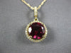 ESTATE LARGE 2.38CT DIAMOND & AAA RHODOLITE 14K WHITE GOLD 3D ROUND HALO PENDANT